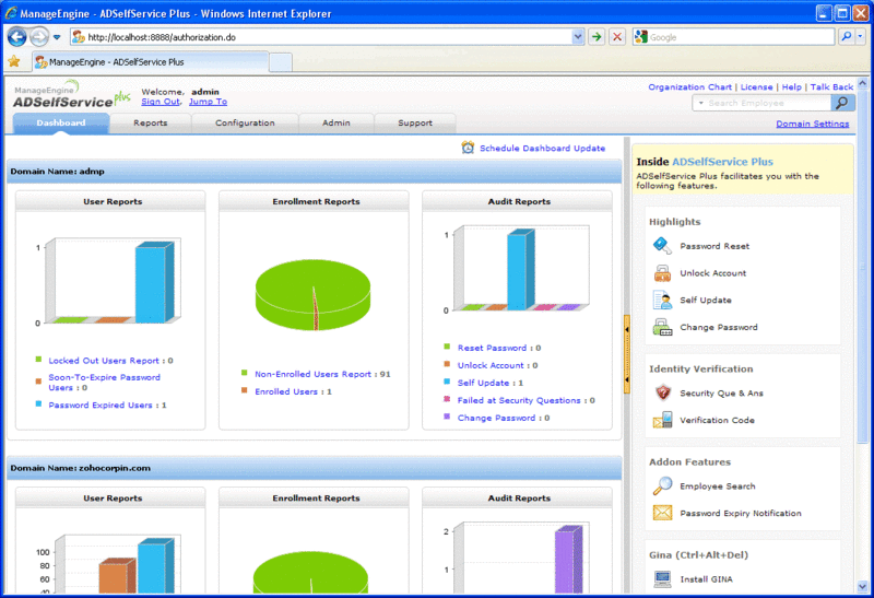 Self Service Password Reset, Account Unlock, employee AD update  Screenshot